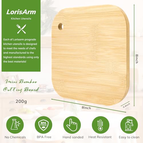 LorisArm Small Bamboo Wood Cutting Board 8"Mini Lightweight Wooden chopping boards for Fruit, Vegetable, Camping Trip. - Image 2