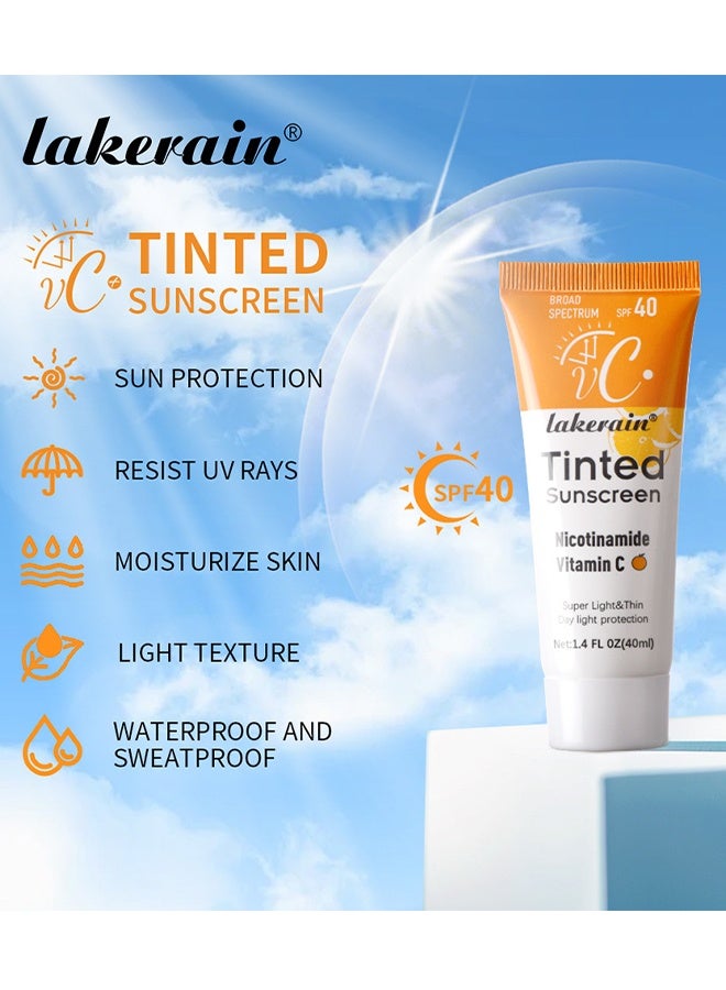 ليكرين واقي الشمس الملون من فيتامينك سي- SPF40 واقي من الشمس المعدني المرطب | صبغة شفافة لتوهج صحي ، مناسبة للبشرة الحساسة - Image 5