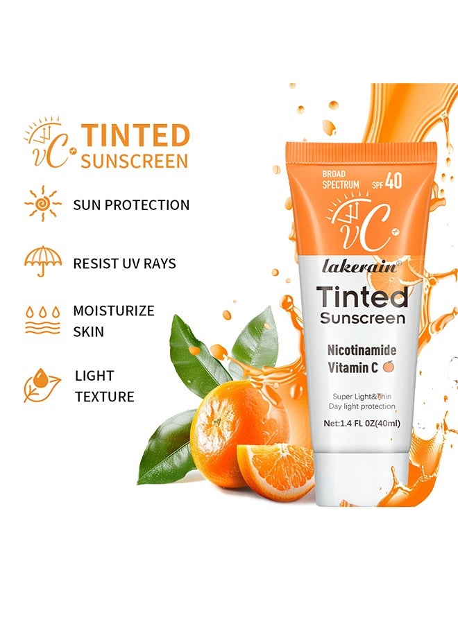 ليكرين واقي الشمس الملون من فيتامينك سي- SPF40 واقي من الشمس المعدني المرطب | صبغة شفافة لتوهج صحي ، مناسبة للبشرة الحساسة - Image 3