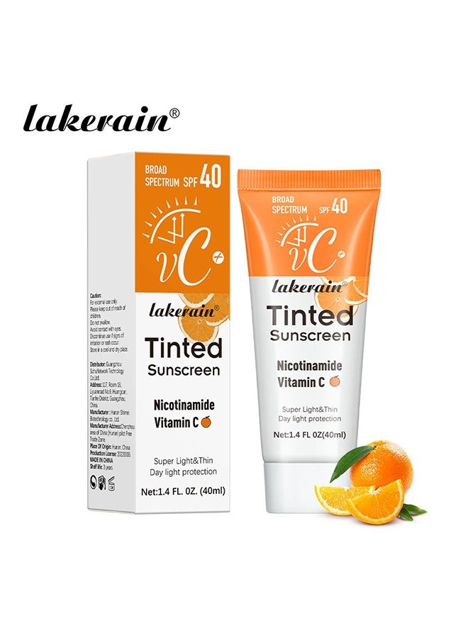 ليكرين واقي الشمس الملون من فيتامينك سي- SPF40 واقي من الشمس المعدني المرطب | صبغة شفافة لتوهج صحي ، مناسبة للبشرة الحساسة - Image 2