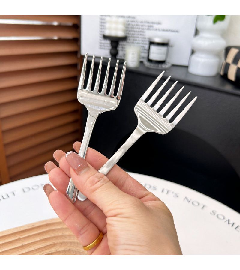 Brushed Style 6 Tine Stainless Steel Serving Fork For Pasta Salad Meat - Image 4