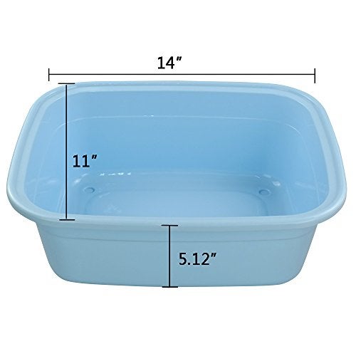 Nicesh 4-Pack Plastic Dishpan, 12 Quart Kitchen Wash Bin, Blue - Image 2