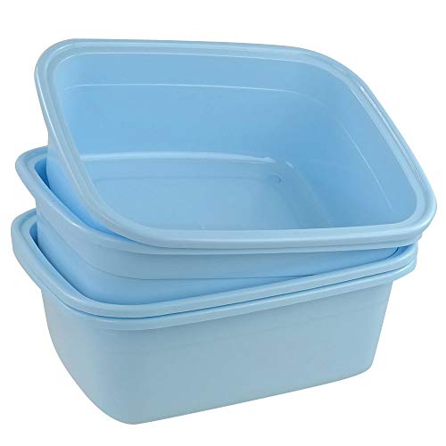 Nicesh 4-Pack Plastic Dishpan, 12 Quart Kitchen Wash Bin, Blue - Image 1