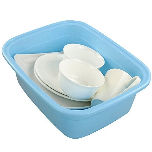Nicesh 4-Pack Plastic Dishpan, 12 Quart Kitchen Wash Bin, Blue - Image 3