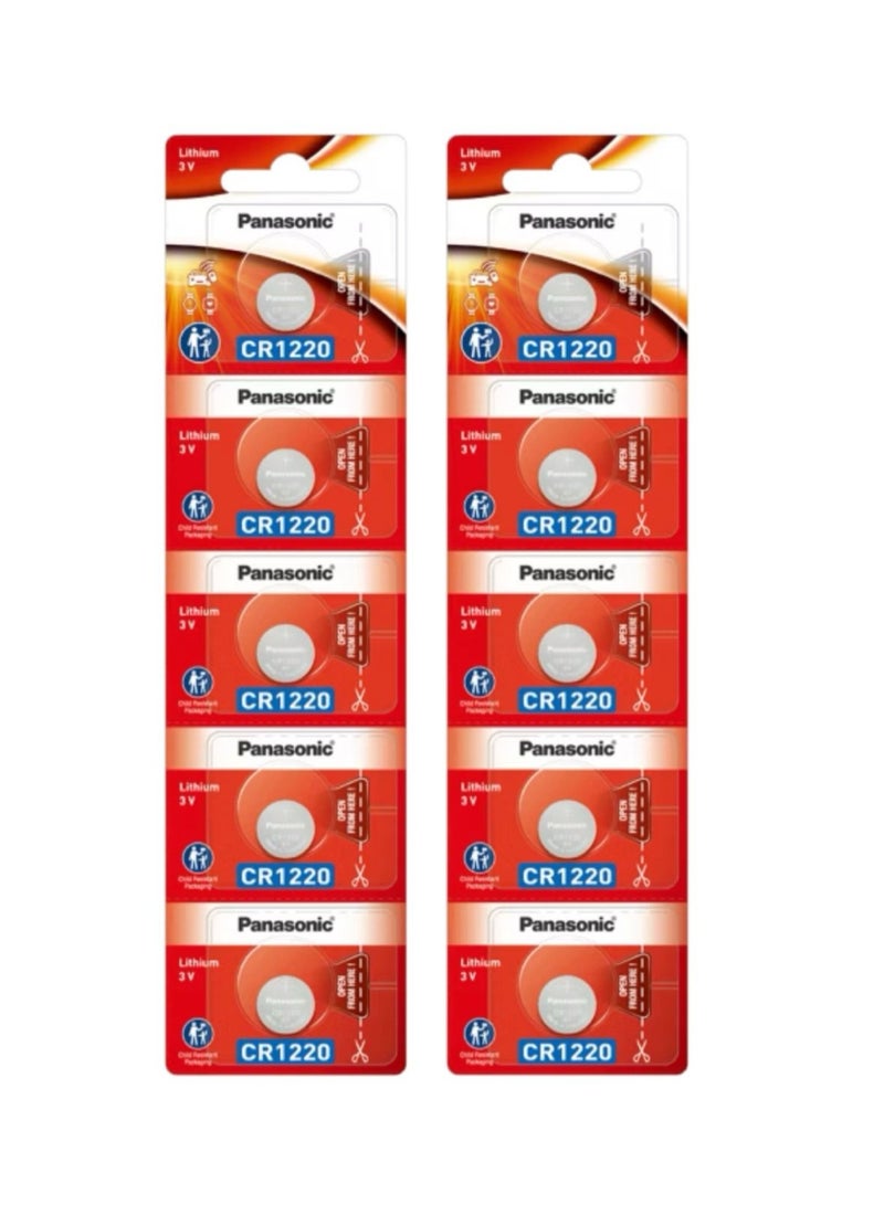 10-Pieces Panasonic CR1220 Lithium 3V Indonesia Batteries