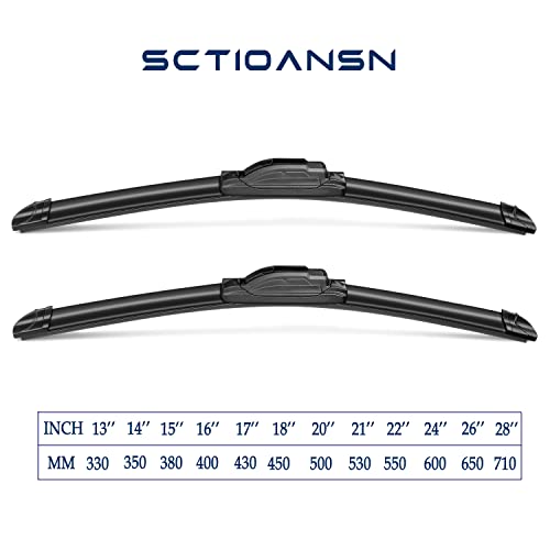 sctioansn 3Pcs Windshield Wipers for Toyota Prius 2010-2015, Toyota Prius Plug-In 2012-2015, Original Equipment Replacement Automotive Windshield Wiper Blades for My Car- 26"/19"/16A" (Pack of 3) J- HOOK - Image 3