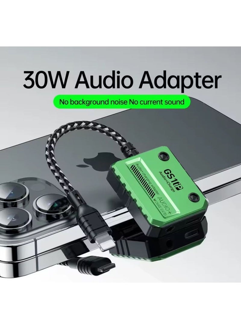 Plextone GS1 Lightning Adapter – 3.5mm Headphone Jack with 30W Lightning Fast Charging, Lightweight Plug-and-Play Design, HD Clear Voice with Extra Bass, Zero Delay, Mic Supported, MFI-Certified Chipset, Perfect for iPhone 8, X, 11, 12, 13, and 14 Pro Max (Lightning) - Image 2
