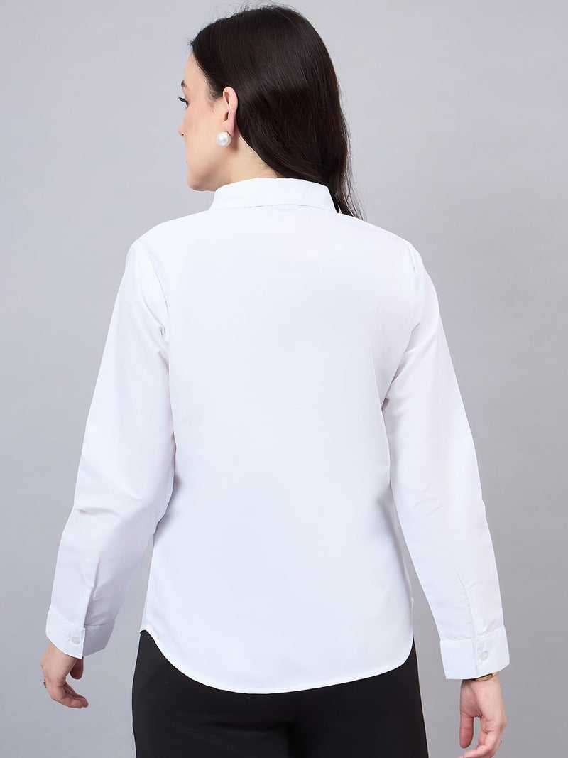Style Quotient Women White Cotton Blend Formal Long Sleeve Shirt - Image 4