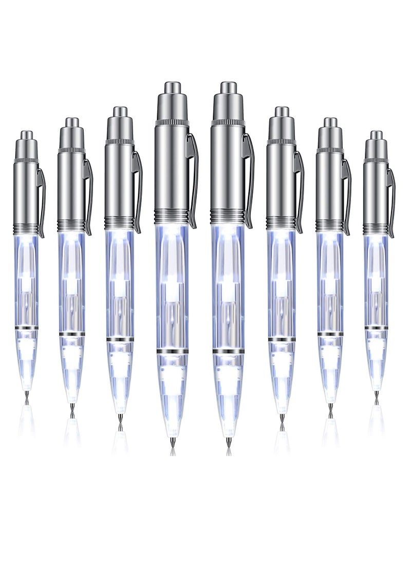 SYOSI Lighted Tip Pen, 8pcs Led Light Flashlight Writing Ballpoint Pen, Bulk Glow in the Dark Pen Light Up Pens for Night Writing, School, Office(White) - Image 1