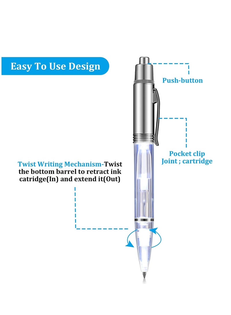 SYOSI Lighted Tip Pen, 8pcs Led Light Flashlight Writing Ballpoint Pen, Bulk Glow in the Dark Pen Light Up Pens for Night Writing, School, Office(White) - Image 2