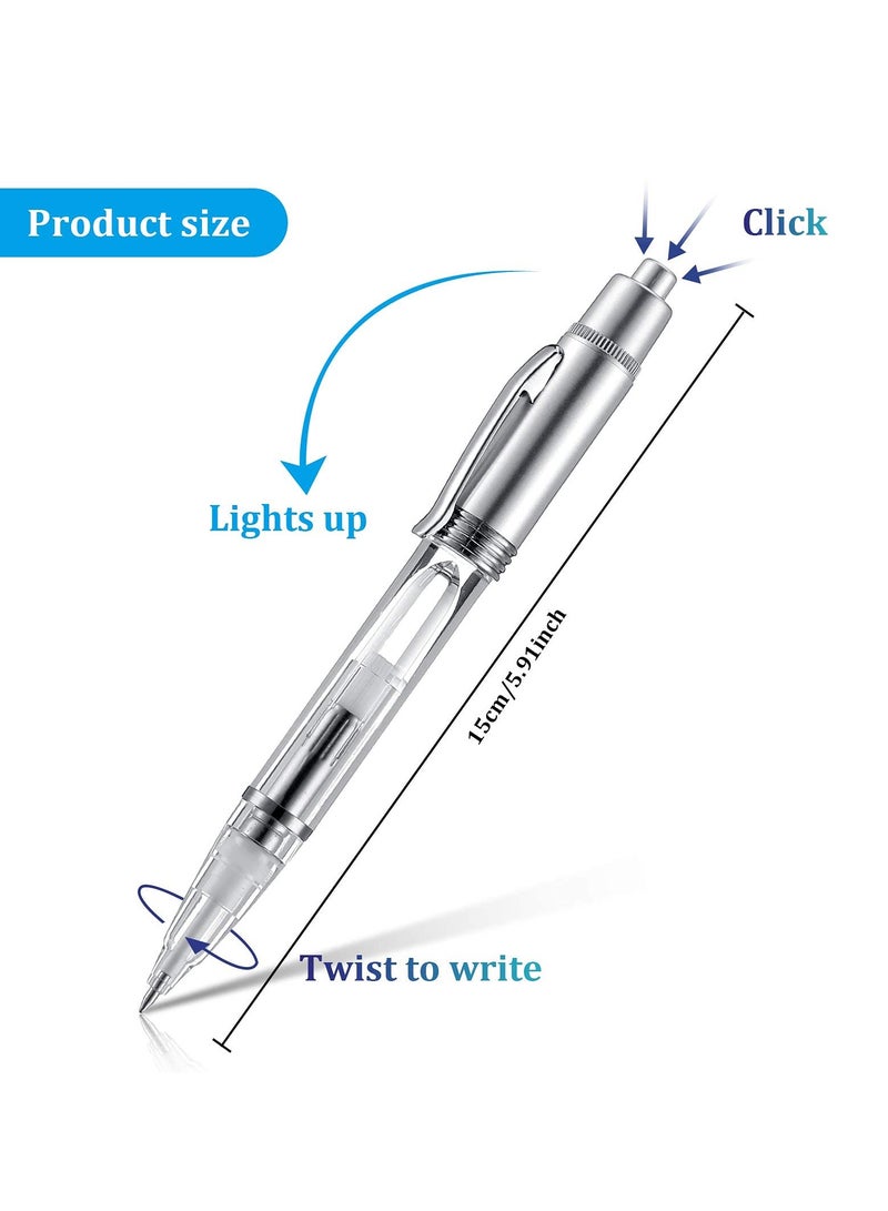 SYOSI Lighted Tip Pen, 8pcs Led Light Flashlight Writing Ballpoint Pen, Bulk Glow in the Dark Pen Light Up Pens for Night Writing, School, Office(White) - Image 3