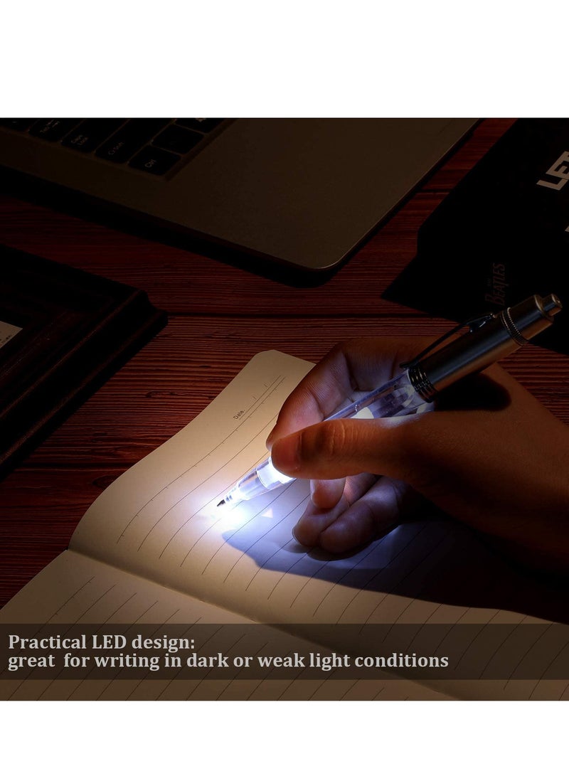 SYOSI Lighted Tip Pen, 8pcs Led Light Flashlight Writing Ballpoint Pen, Bulk Glow in the Dark Pen Light Up Pens for Night Writing, School, Office(White) - Image 4