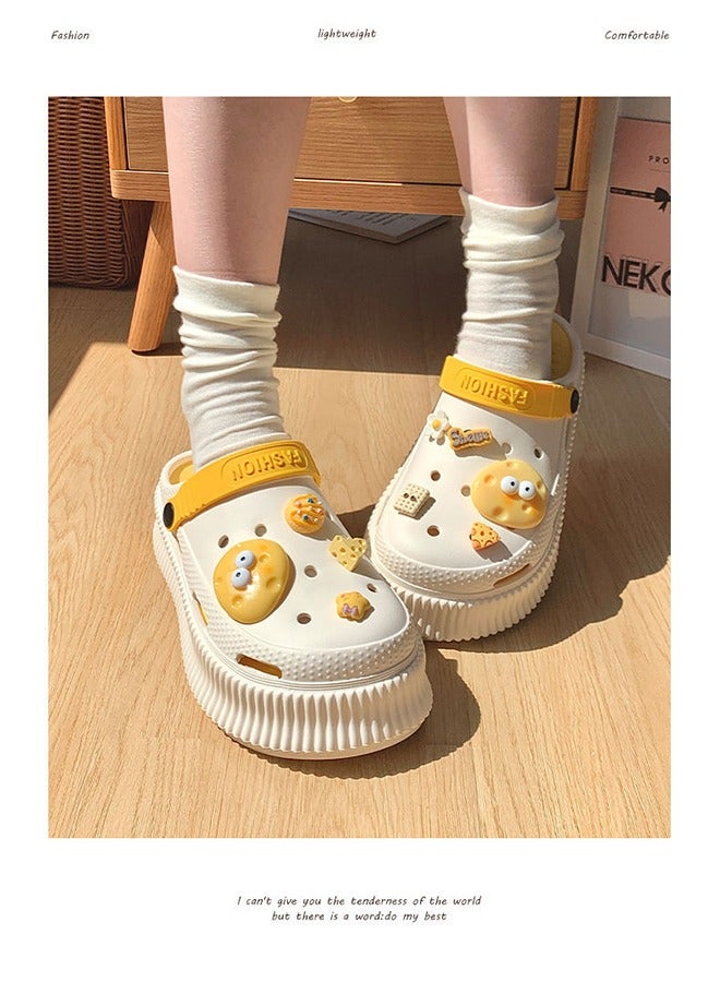 Shoe Studio Sandals Non-Slip Household Thick-Soled EVA Waterproof Thick-soled Lightweight Garden Shoes One-step Outdoor Beach Slippers (36-37) With Cartoon Pattern - Image 1