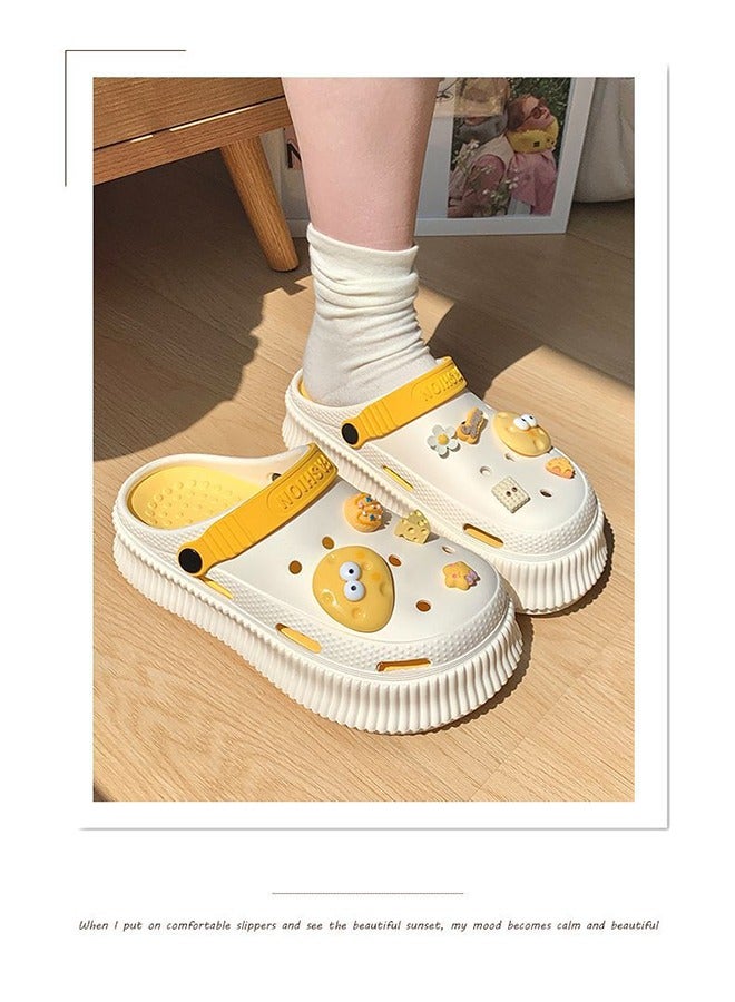 Shoe Studio Sandals Non-Slip Household Thick-Soled EVA Waterproof Thick-soled Lightweight Garden Shoes One-step Outdoor Beach Slippers (36-37) With Cartoon Pattern - Image 2