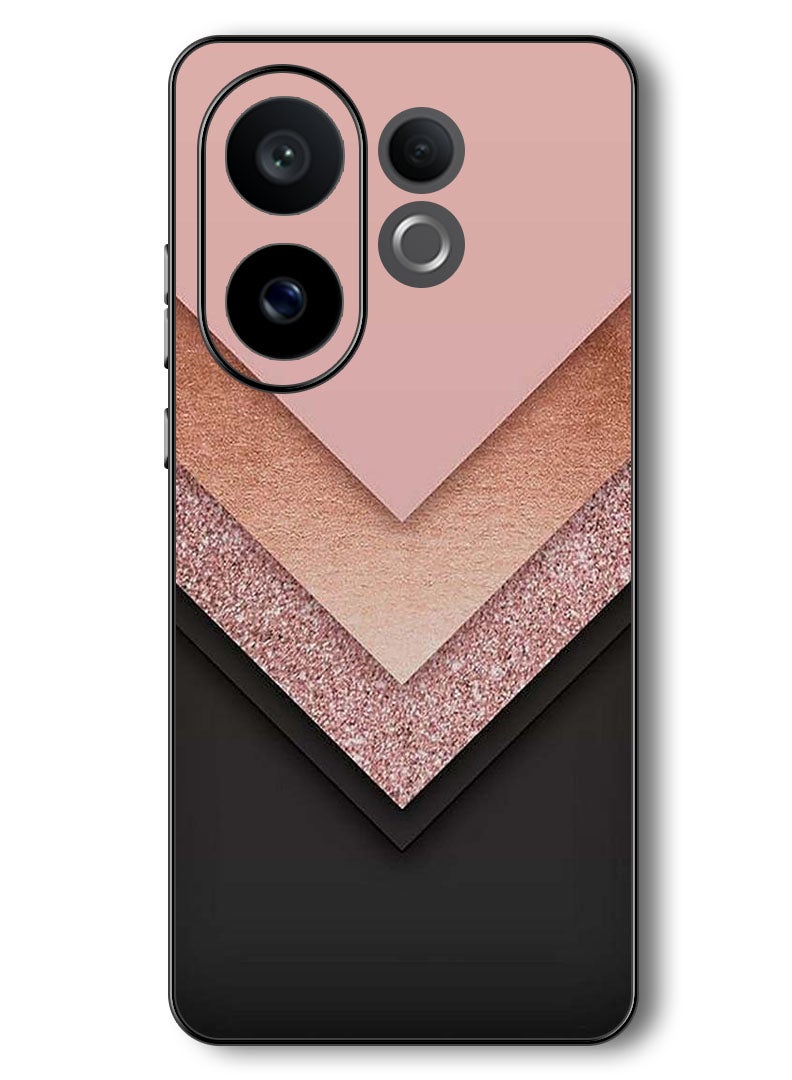 Theodor Case Compatible with Vivo V60 6.77 Inch Protection Shockproof Bumper Cover Black Golden & Pink - Image 1
