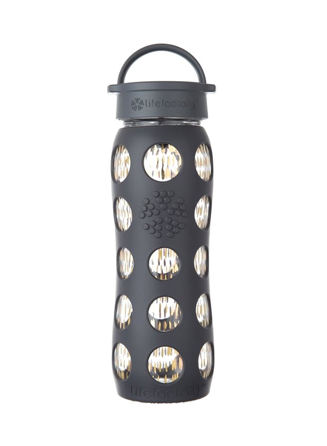 Lifefactory 22-Ounce BPA-Free Glass Water Bottle with Classic Cap and Protective Silicone Sleeve, Onyx