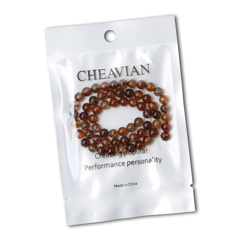 Cheavian 60Pcs 6Mm Coffee Dragon Vein Agate Gemstone Round Loose Beads For Jewelry Making 1 Strand 15"" - Image 5