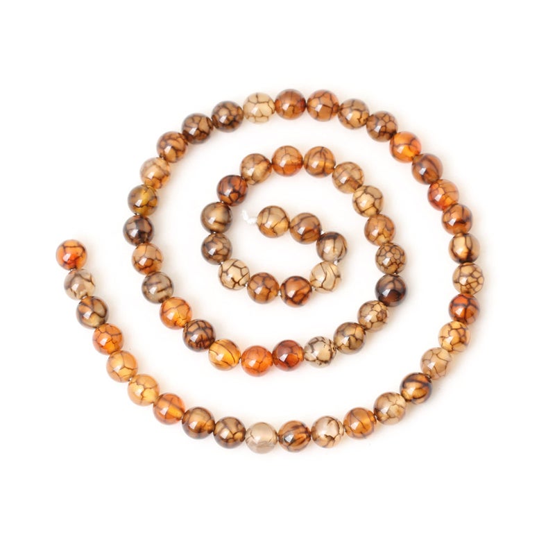 Cheavian 60Pcs 6Mm Coffee Dragon Vein Agate Gemstone Round Loose Beads For Jewelry Making 1 Strand 15"" - Image 2
