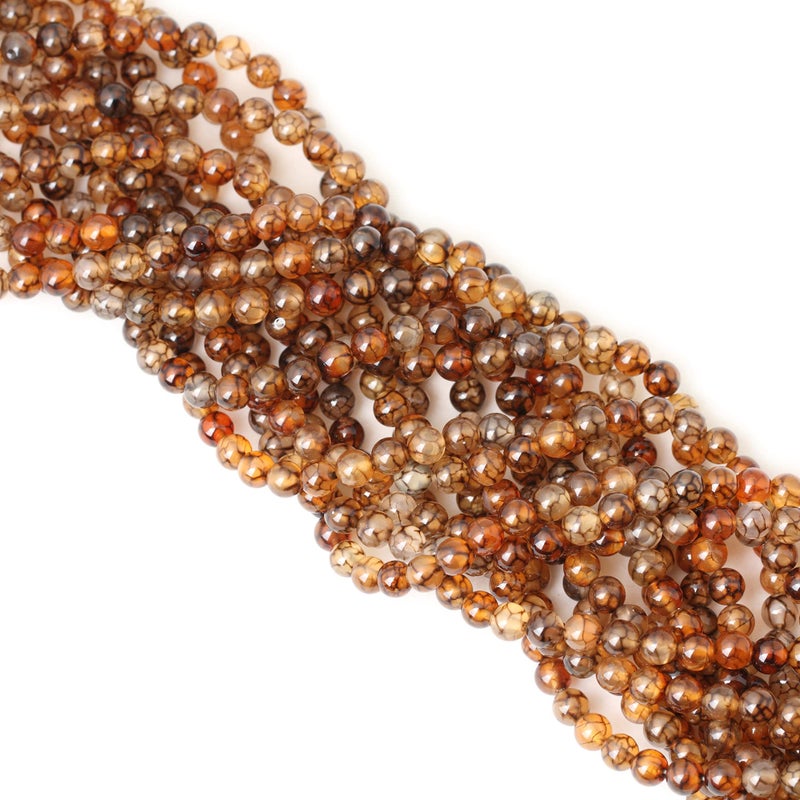 Cheavian 60Pcs 6Mm Coffee Dragon Vein Agate Gemstone Round Loose Beads For Jewelry Making 1 Strand 15"" - Image 4