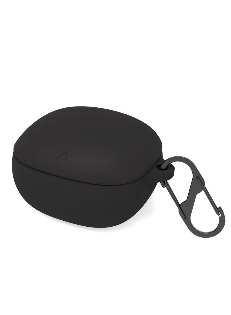 Case Cover Compatible with Anker Liberty 4 Soft Silicone Protective Case Cover with Carabiner (Black) - Image 2