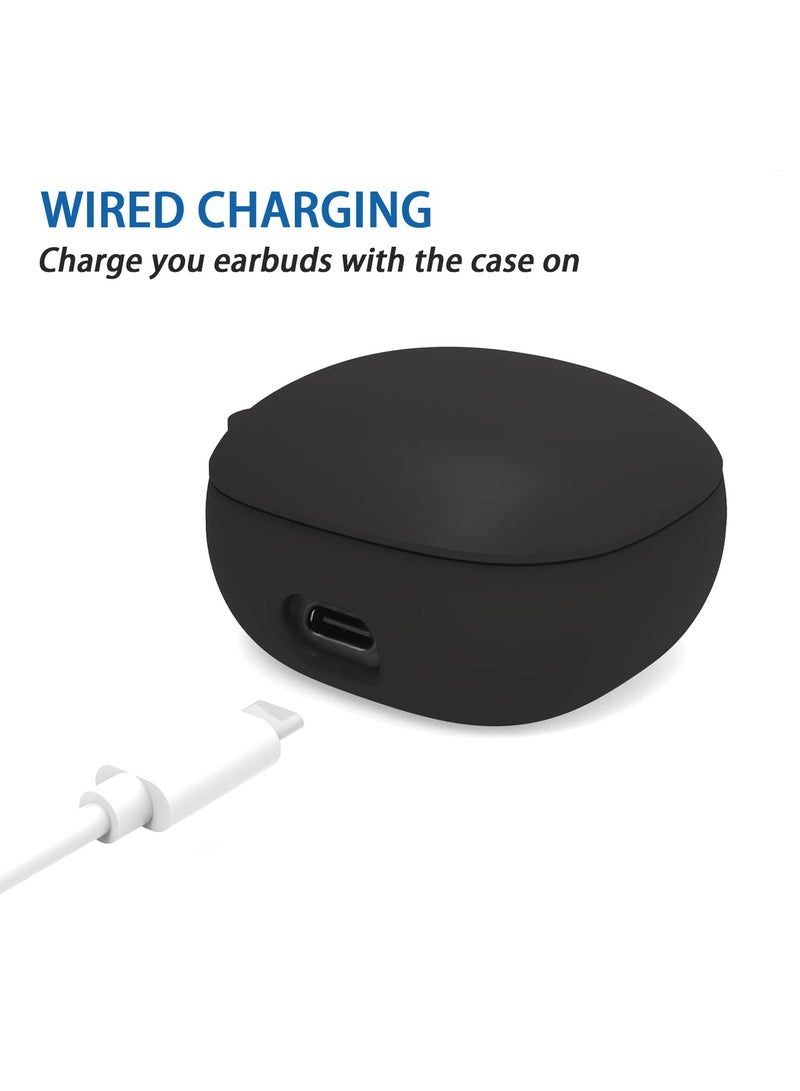 Case Cover Compatible with Anker Liberty 4 Soft Silicone Protective Case Cover with Carabiner (Black) - Image 3