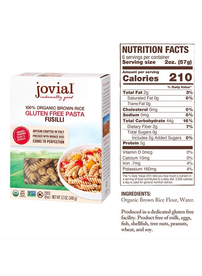Jovial Pasta Brown rice Organic Fusilli, 12 oz - Image 2