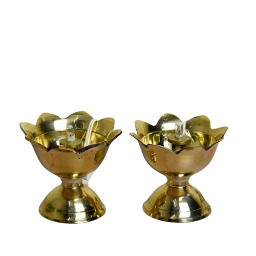 NEETU ARTS Pure Brass LED Lotus Diya | Electric Deepak with Bulb Light for Home Temple Pooja & Festive Decor | Traditional Spiritual Lamp | 1.75 Inches, 100gm - Image 4