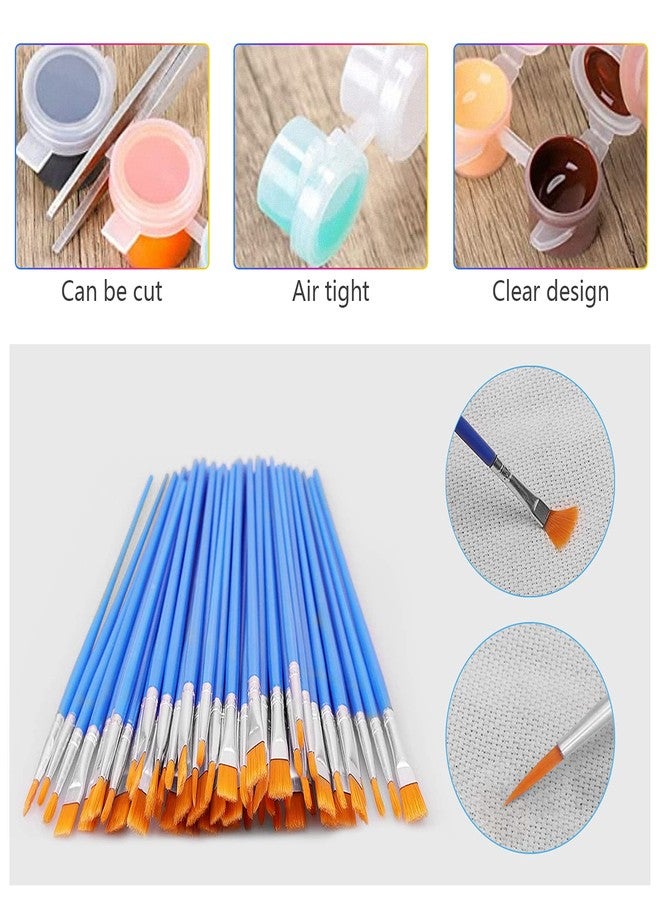 Draupnir 20 Strips 120 Pots Empty Paint Pots Strips With Lid Mini Clear Storage Containers and 40 Pieces Paint Brushes Painting Arts Crafts Supplies for Classrooms Schools Paintings Art Festivals(3 ml/ 0.1 oz) - Image 3