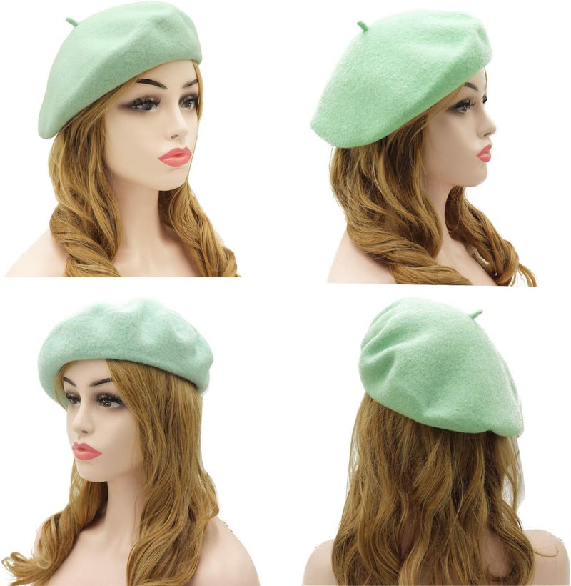 Wheebo Wool Beret Hat,Solid Color French Style Winter Warm Cap for Women Girls Lady - Image 3