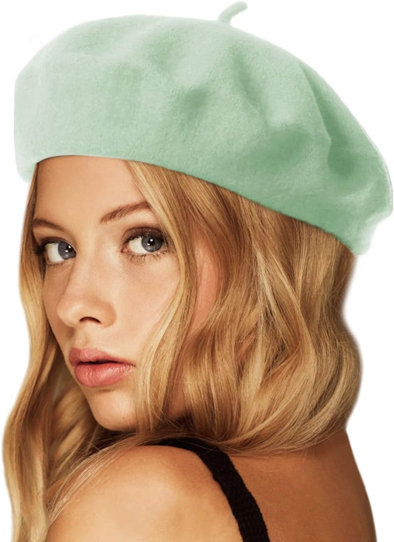 Wheebo Wool Beret Hat,Solid Color French Style Winter Warm Cap for Women Girls Lady - Image 1