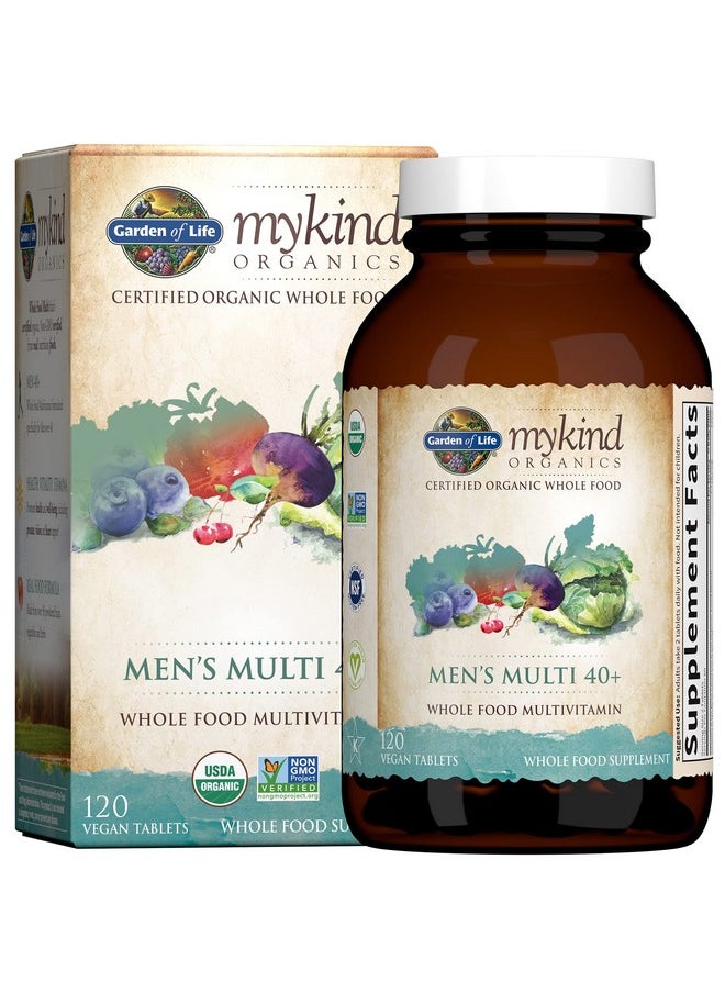 Garden of Life - Mykind Organics Whole Food Multivitamin For Men 40+ Vegan Mens Multi For Health & Wellbeing Certified & Minerals For Men Over 40 Mens Vitamins 120 Tablets - Image 1