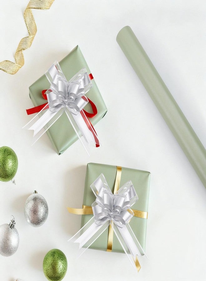 EUSOAR Wrapping Paper Roll, 3 Rolls(17 in x 10ft Each Solid Color White/Pink/Green Gift Wrap with 10pcs Silver Pull Bows, Gifts Crafts DIY Bouquet Wrapping Paper for Wedding Birthday Holiday Party - Image 4