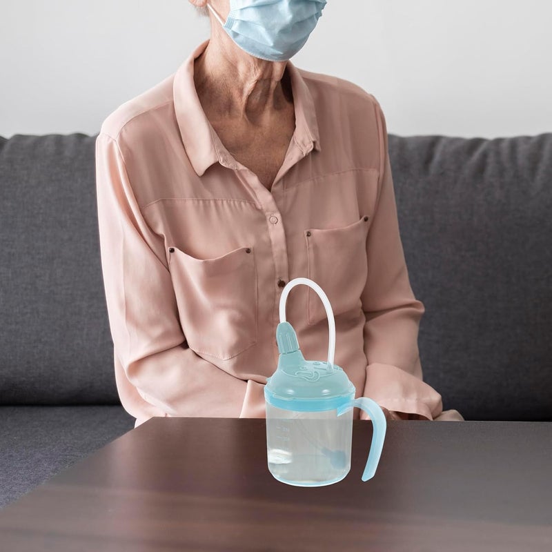 VILLCASE Elderly Care Straw Cup for Dysphagia Patients, Portable Unbreakable Spill-proof Drinking Cup with Lid, Suitable for Bedridden and Postpartum Use - Image 5