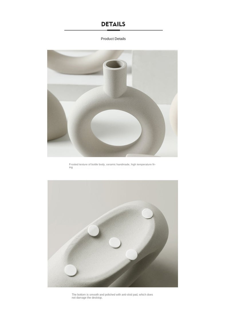Y&D Ceramic Vase For Modern Home Decor,Round Matte Pampas Flower Vases Minimalist Nordic Boho Ins Style For Wedding Dinner Table Party Living Room Office Bedroom, Decorative Gift  - Image 2