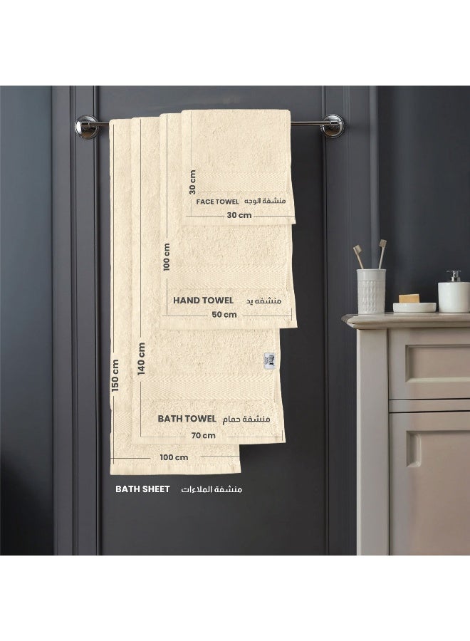 Rest Face Towel And Hand Towel Set Of 4 Ivory Cotton Towel Towel Set Includes , 2 Face Towel 30X30Cm /12X12Inch And 2 Hand Towel 50X100Cm , 20X39Inch Hotel Luxury Absorbent Towel  - Image 2