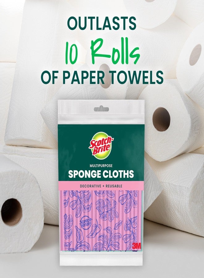 Scotch Brite Scotch-Brite Sponge Cloths, Reusable, Absorbent, and Decorative Cleaning Towel, Dishwasher-Safe Wipes Ideal for Nonstick Cookware, Tile, Countertops, Mirrors, and Faucets, 2 Dish Towels - Image 5