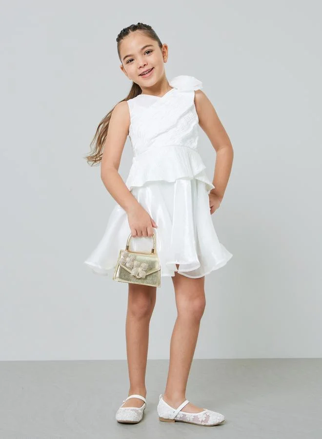 Take Two Girls Textured Frill Peplum Dress