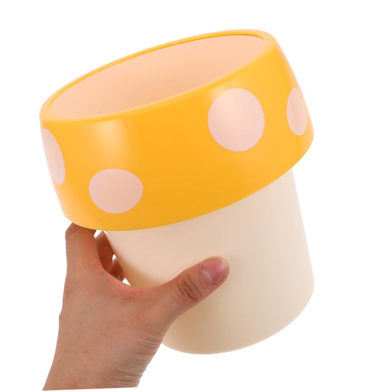 Yellow Mini Mushroom Desktop Trash Can Compact Office Home Recycling Bin Waste Holder - Image 5