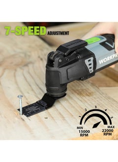 WORKPRO WORKPRO Oscillating Multi-Tool Kit, 3.0 Amp Corded Quick-Lock Replaceable Oscillating Saw with 7 Variable Speed, 3° Oscillation Angle, 17pcs Saw Accessories, and Carrying Bag  - Image 4