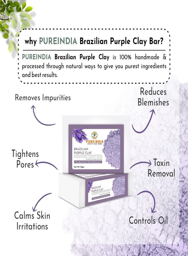 PureIndia "Handmade" Brazilian Purple Clay soap for Reduces Tanning & Pigmentation,Dark Spots-Minimizes Open Pores-Removes Impurities, 100-gm Pack of -3 - Image 4