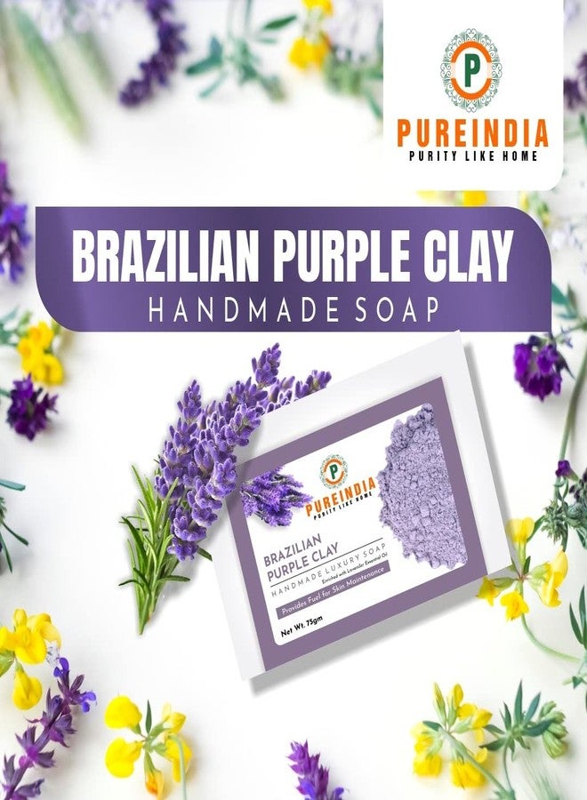 PureIndia "Handmade" Brazilian Purple Clay soap for Reduces Tanning & Pigmentation,Dark Spots-Minimizes Open Pores-Removes Impurities, 100-gm Pack of -3 - Image 3