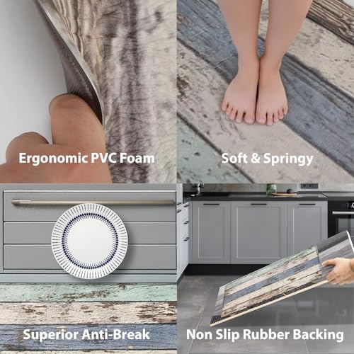 SPEPLA 2 PCE Kitchen Mats 47x17.3 inch and 29x17.3 inch, Rustic Woodgrain Design Non-Slip Cushioned Waterproof Anti-Fatigue Rugs for Kitchen Sink Laundry Room - Image 4