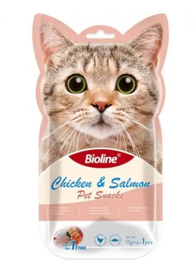 Bioline Cat Treats chicken and salmon 5x15g