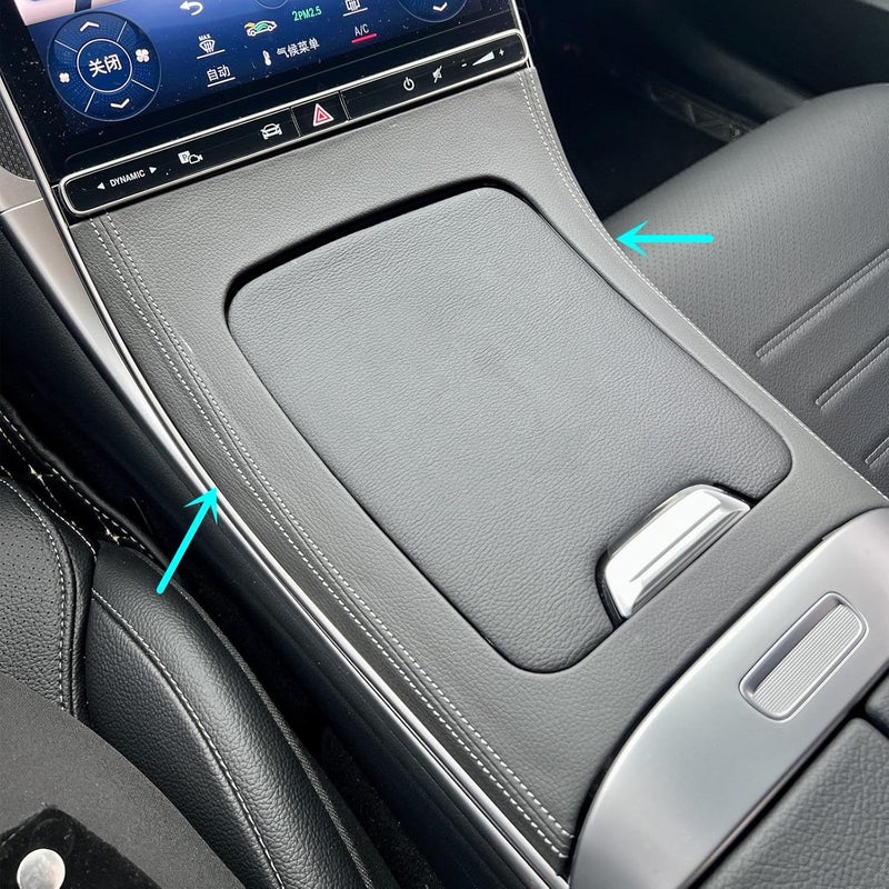 CYAuto Center Console Gear Shift Storage Panel Cover for Mercedes-Benz C-Class W206 S206 2022-2025 CLE C236 (Black Leather) - Image 1