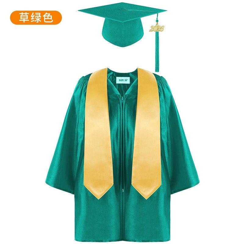 Jing Zhe Rui 2026 New Kids Graduation Gown Set with Cap - Kindergarten Elementary School Ceremony Dress, Knit Fabric, Unisex, Sizes 21-36 - Image 1