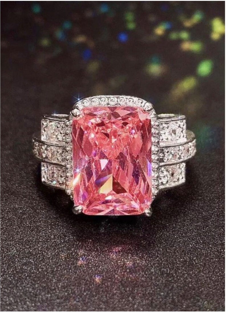 sixtyfour 925 Silver Plated Cubic Zircon Ring For Women Size 7  - Image 2
