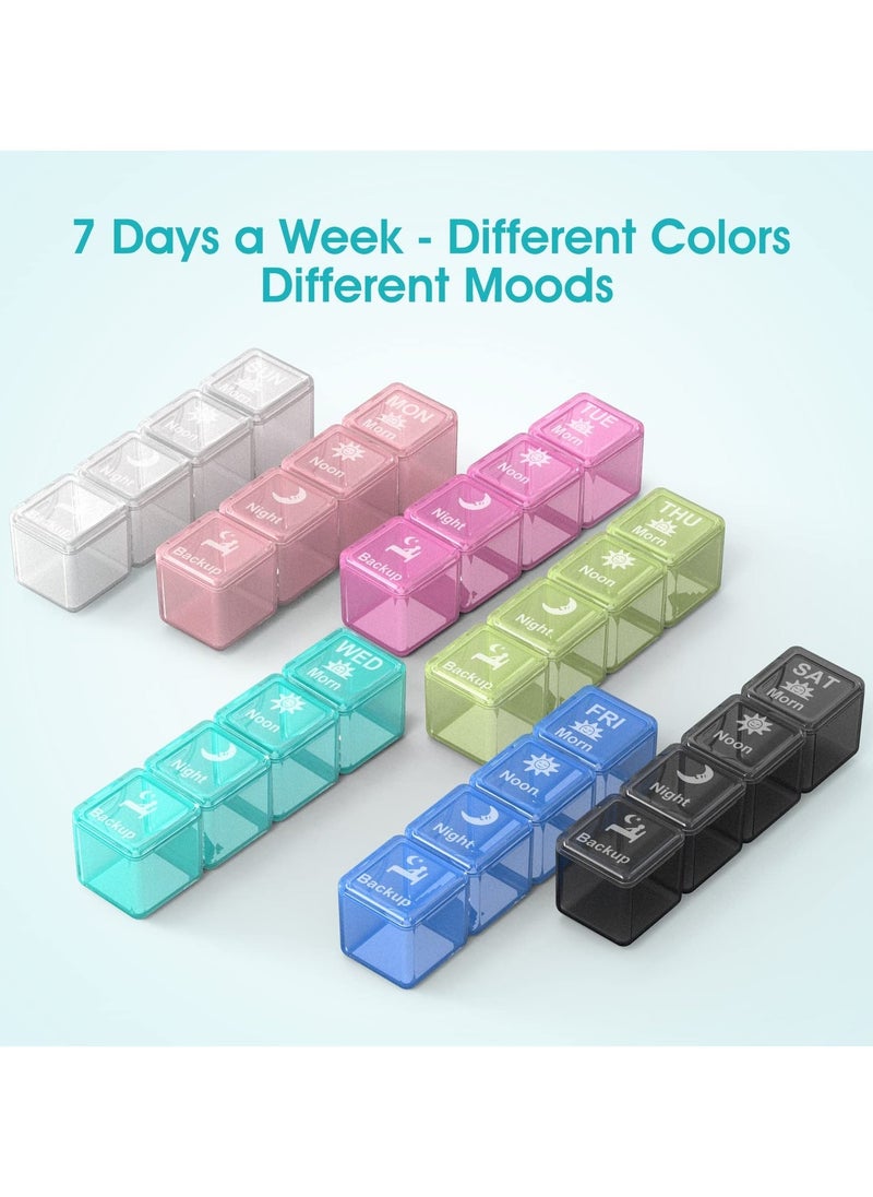 BS Mall Pill Organizer 4 Times a Day, 28 compartments Extra Large Medicine Box, 7 Day Portable Pill Cases, Removable Daily Medicine Organizer for Cod liver oil, Vitamins, Supplements (Multicolor) - Image 3