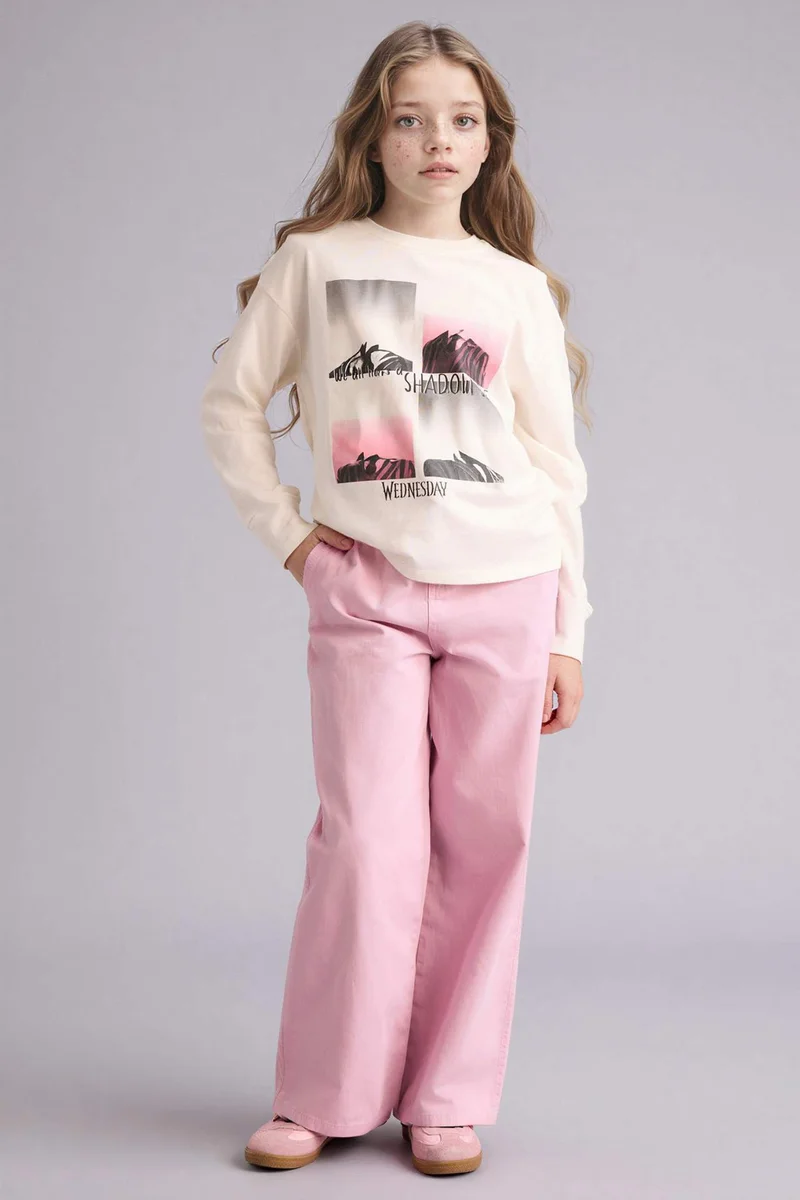 ديفاكتو Girl Wide Leg Gabardine Trousers