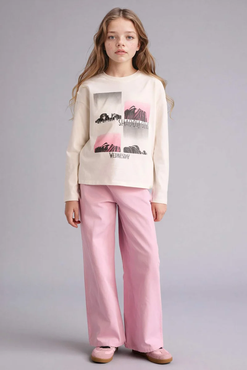 ديفاكتو Girl Wide Leg Gabardine Trousers
