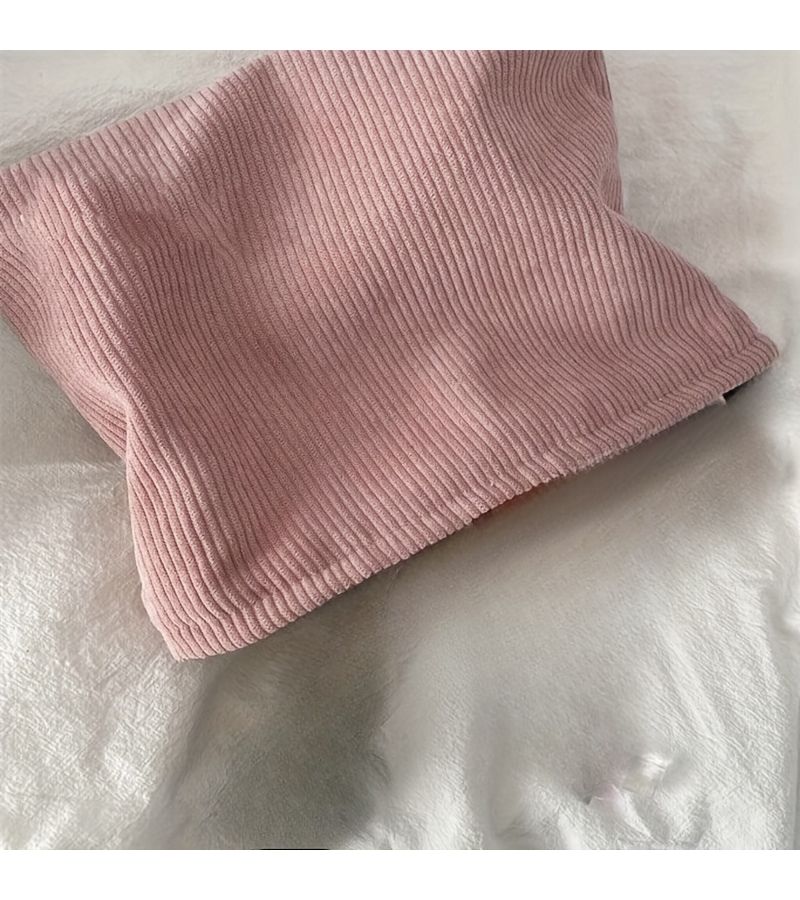 Khaki Corduroy Zipper Makeup Bag Portable Washable Storage Box Large Capacity Durable Travel Organizer For Cosmetics Mobile Phone Bath Products Daily Use - Image 4